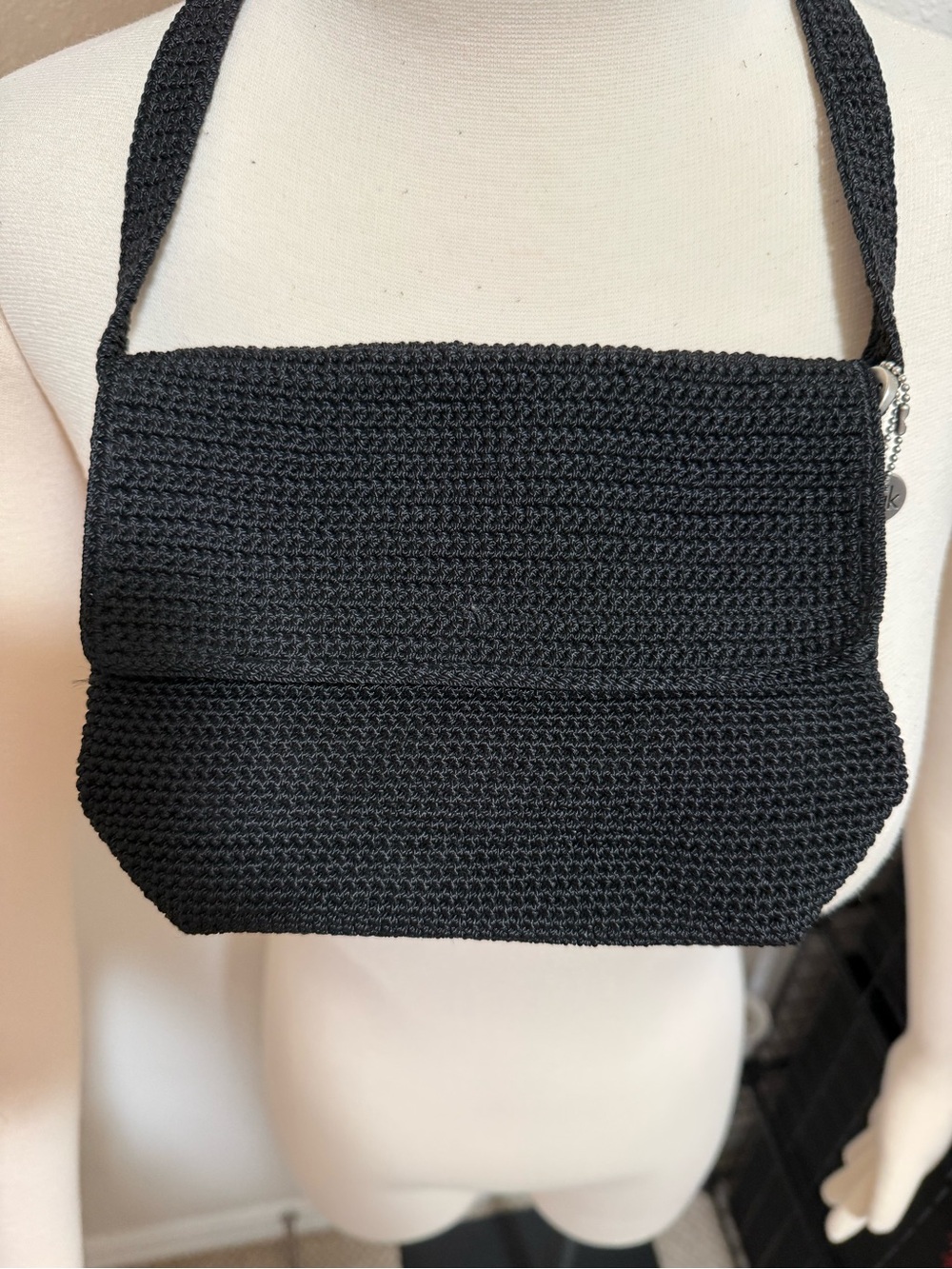 The Sak Black Crochet Crossbody Shoulder Bag